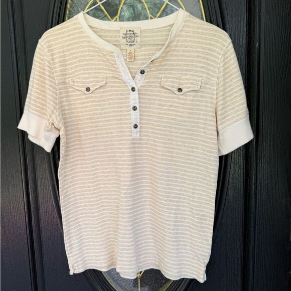 Ralph Lauren Jean Co.  Striped Beige Short Sleeve Top - M - Great Condition - Picture 1 of 7